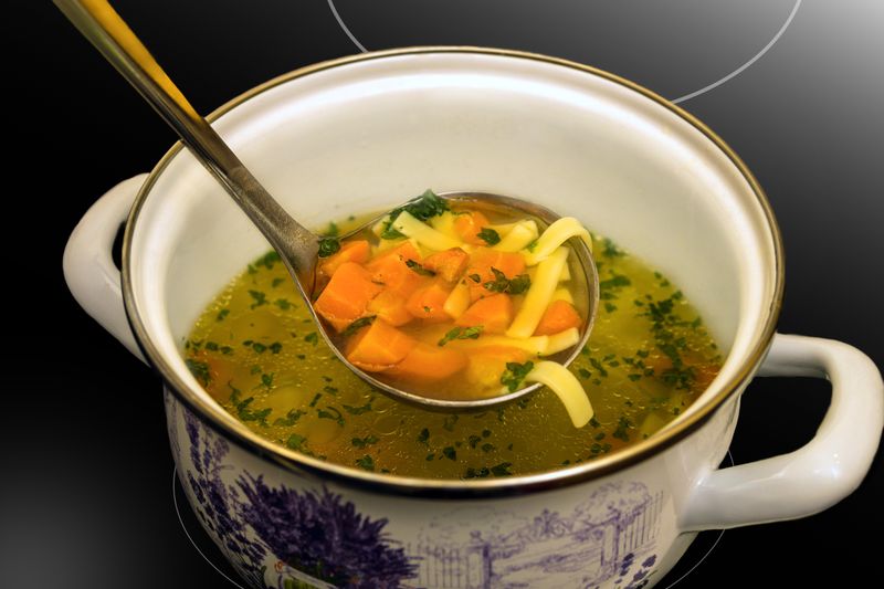 Lemon Chicken Orzo Soup with fresh herbs