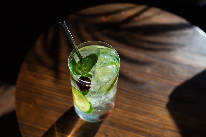 Fresh lemonade with mint and cucumber slices